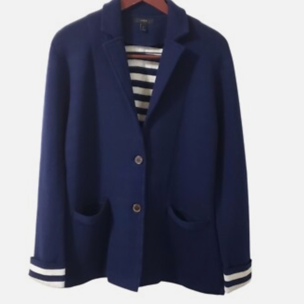 J Crew Wool blend nautical blazer jacket preppy Coastal grandma chic‎